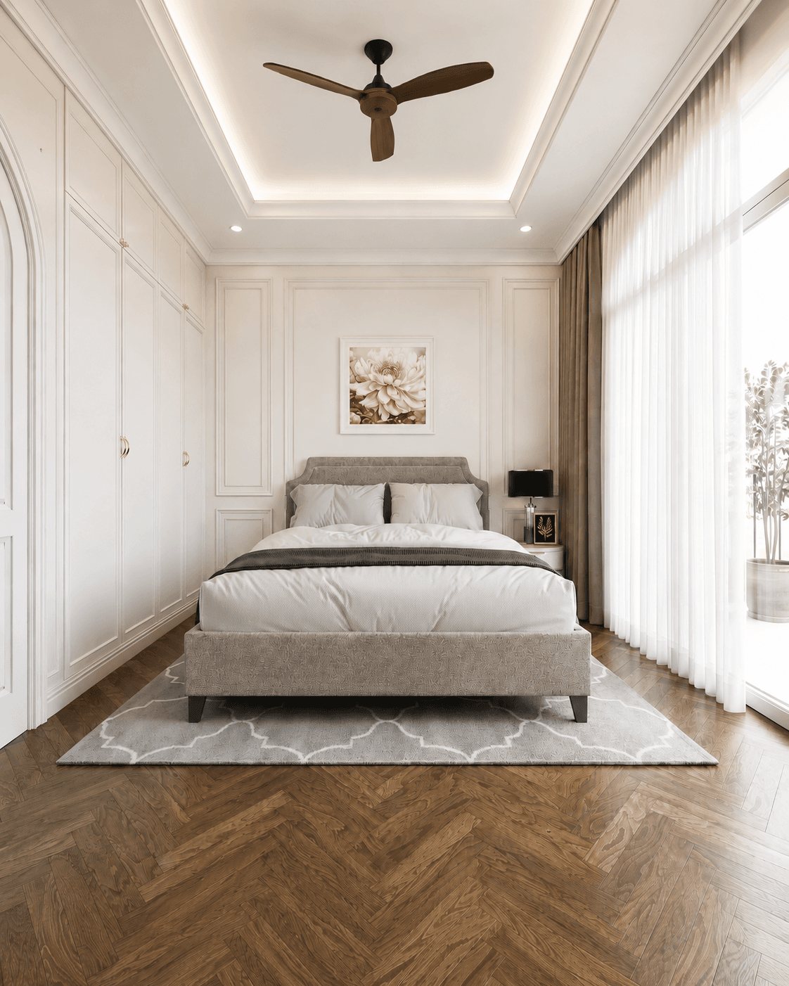 Giường ngủ tân cổ điển kèm tủ áo